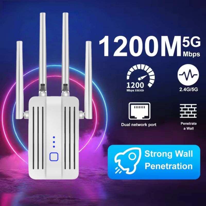 Home Security And Internet - 1200Mbps WiFi リピーター エクステンダー 2.4G/5GHz デュアルバンド