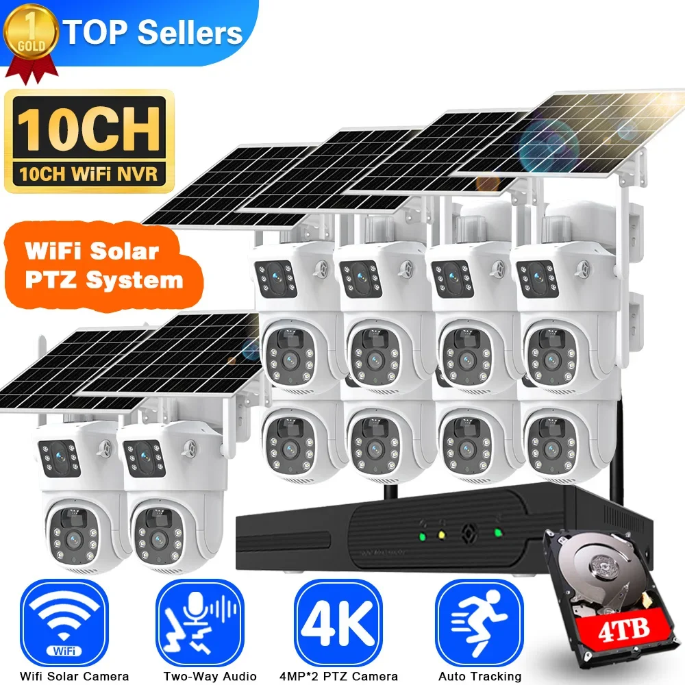 Home Security Video Systems - ソーラーcctvカメラシステム,デュアルレンズ,nvrキット,ワイヤレス,双方向オーディオ,ptz,ipセキュリティ,ビデオ監視セット,Wi-fi,4k,8mp,10ch