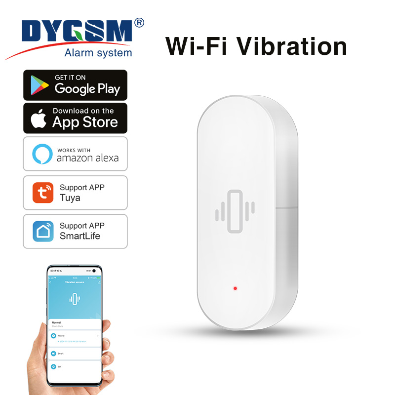 Home Security Alexa - Tuya WiFi 振動センサー、高感度検知、スマートアラート、安全な生活を実現、Alexa/Google Home と互換性があります。