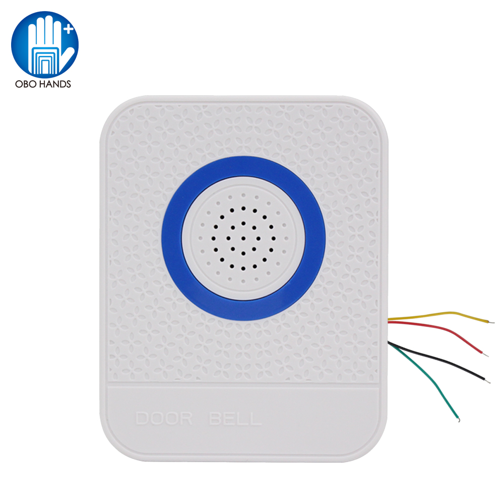 Home Security Ring System - 4 ワイヤ有線白ドアベル DC12V アクセス制御ドアベル電子ガンガン着信音リングボタンホームセキュリティシステム