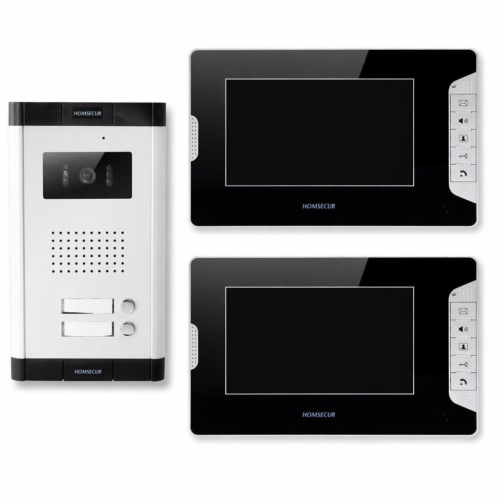 Home Security Video Systems - 4線式2世帯用ビデオドアホンインターホンシステム、7インチモニター、有線ホームセキュリティドアベル、夜間視覚カメラキット