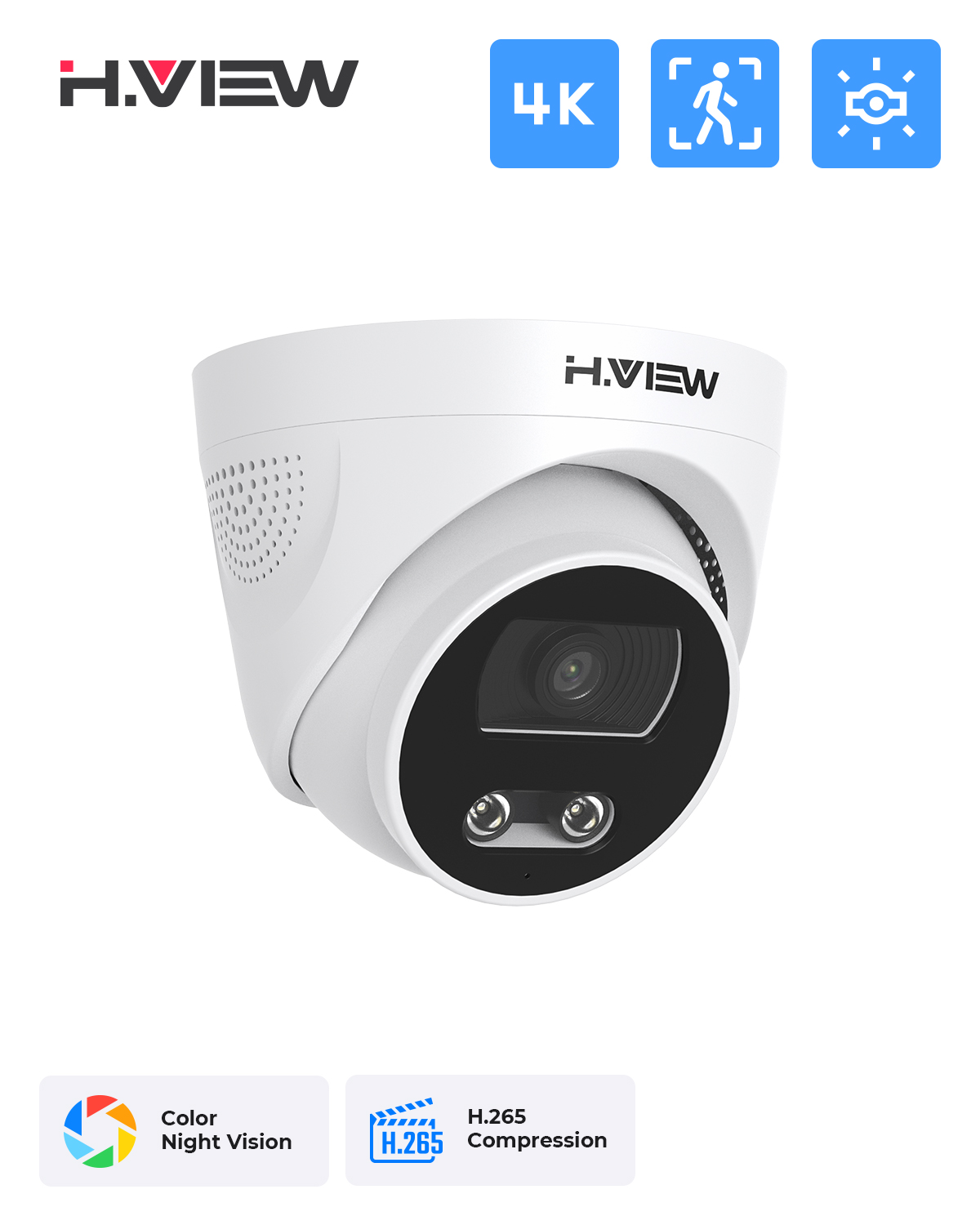 Home Security Ai - H.View 8mp Poe-IPカメラ,顔検出,4k cctv,屋外ドーム監視カメラ,nvrシステム用ビデオ監視 xmeye app