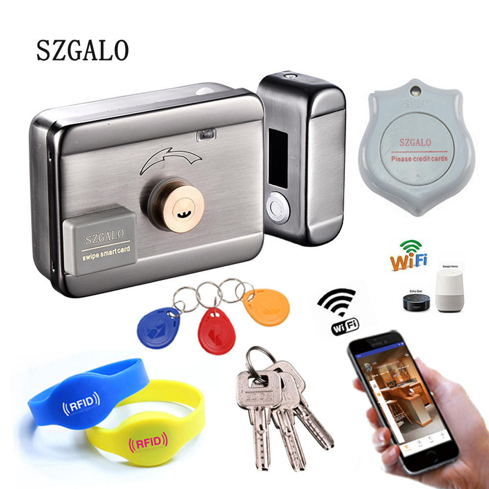 Home Security Ring System - WiFi 制御電気ロックゲートロックアクセス制御システム電子統合 RFID ドアリムロックリングリモート自動閉鎖