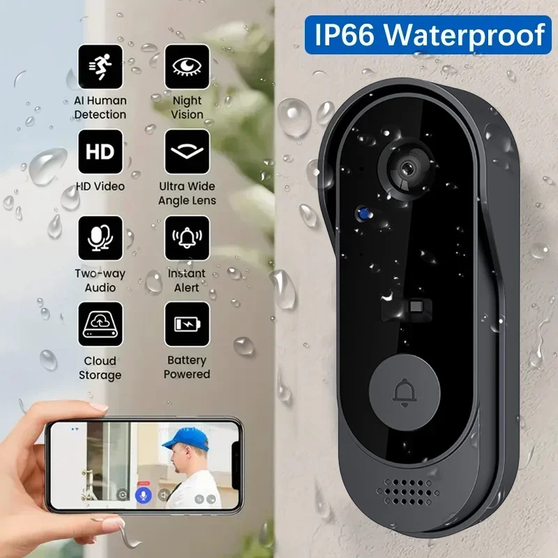 Home Security Video Systems - ビデオHDワイヤレス防水ドアベルカメラ、ナイトビジョン＆音声変更スマートホームセキュリティシステムモニタースマートライフ
