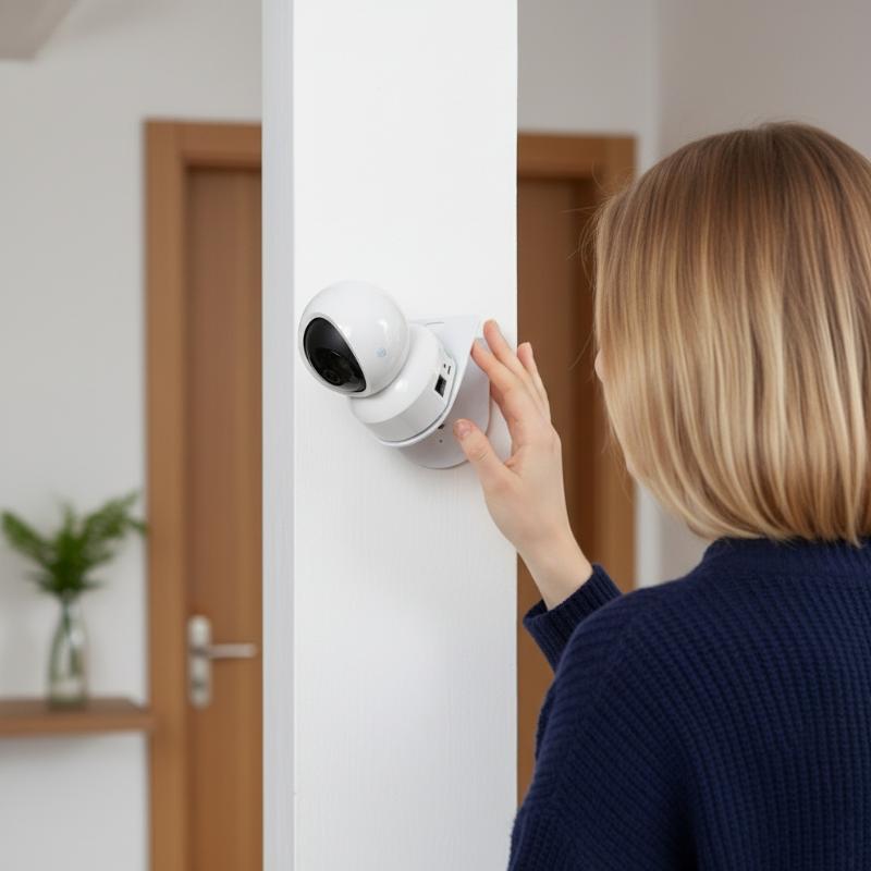 Home Security Technician - 壁掛け式L字型PTZカメラブラケット、接着ベース付き、穴あけ不要、簡単設置、家庭用またはビジネスセキュリティ用