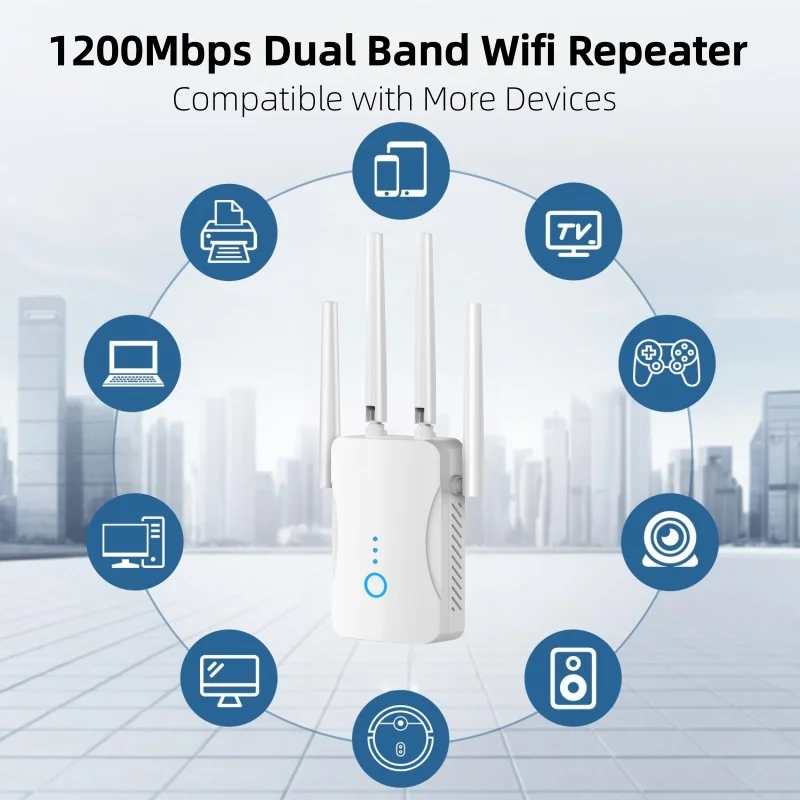 Home Security And Internet - 1200Mbps デュアルバンド WiFi リピーター ワイヤレス 2.4G