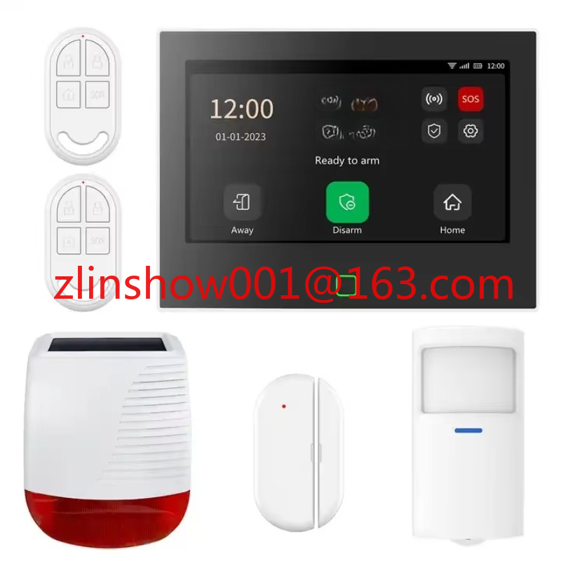Home Security Zones - 7インチスクリーン 4G+WiFi スマートホームセキュリティアラームシステム 8つの有線ゾーン（住宅およびアパート用）GSMネットワーク対応
