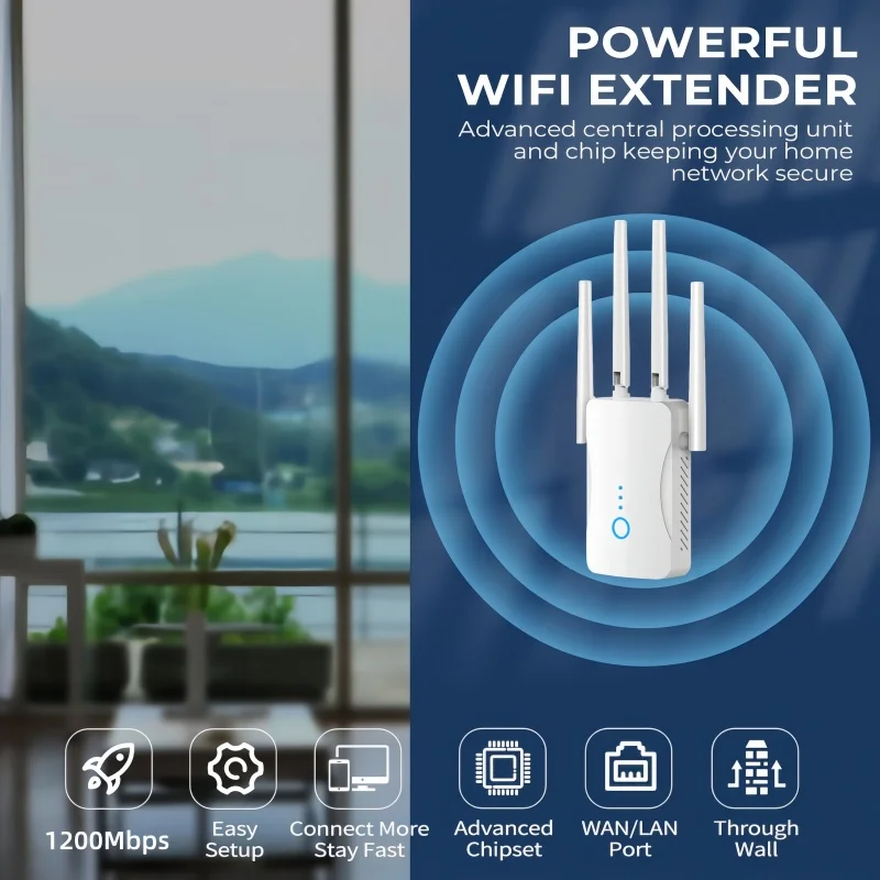 Home Security And Internet - デュアルバンド WiFi リピーター 1200Mbps ワイヤレス信号エクステンダー 2.4G