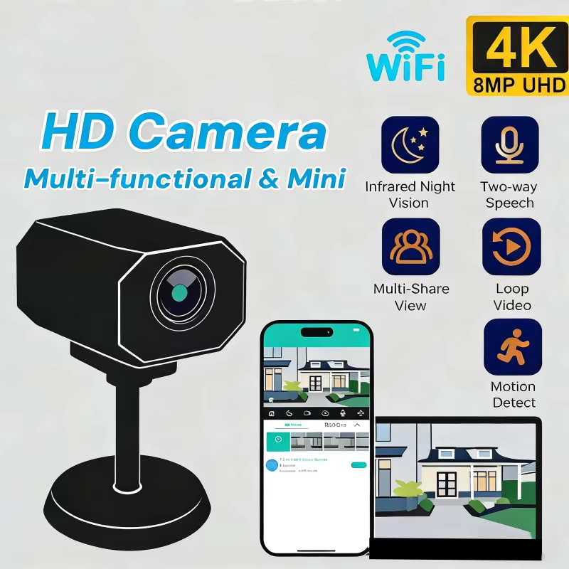 Home Security Honeywell - 4K HD WiFiセキュリティカメラ 家庭用ミニスマート屋内IP監視カメラ アプリ遠隔監視対応 ポータブル設計