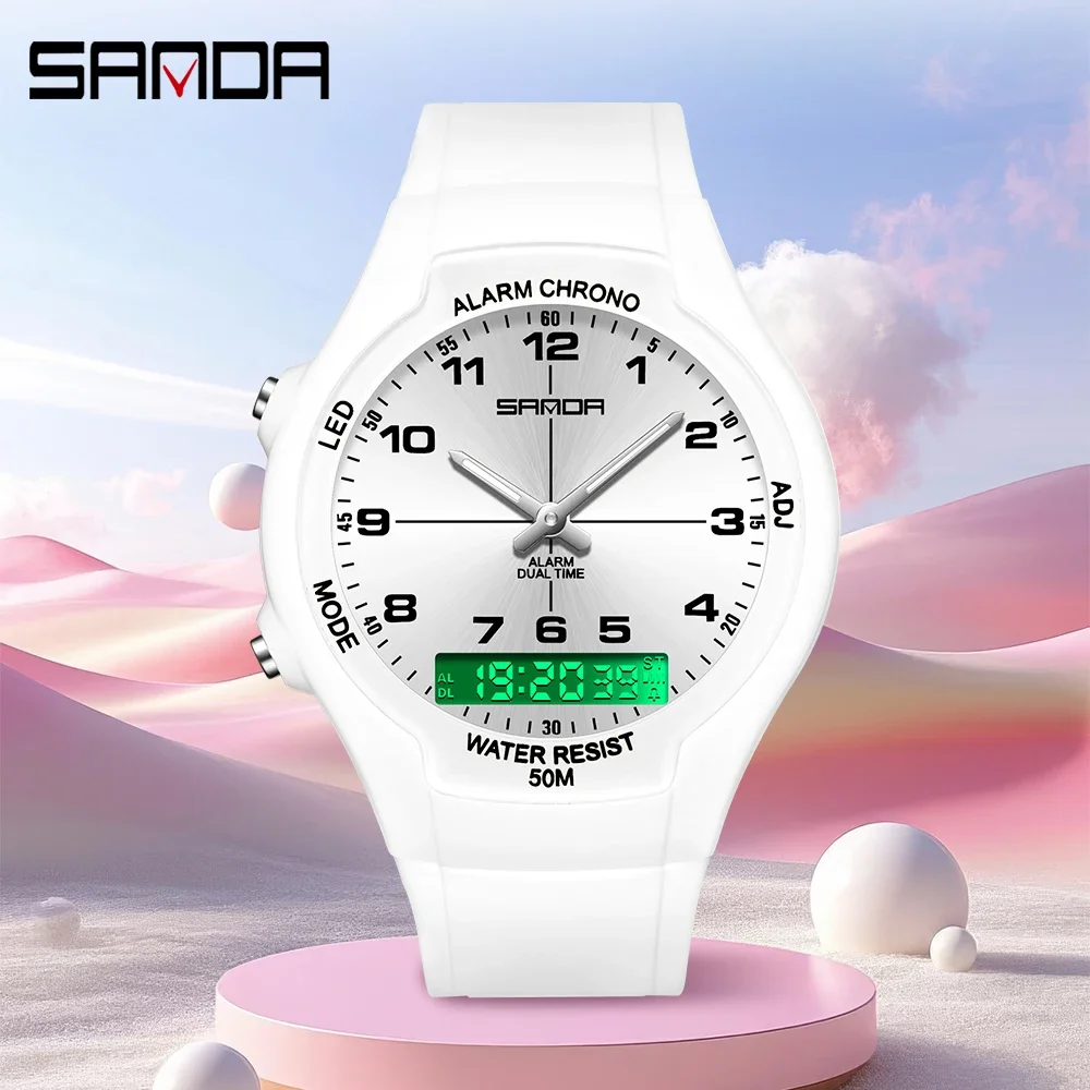 Home Security Electronics - SANDA 新しい 6320 ライト高級ファッショナブルな学生クォーツ時計防水シンプルな気質カジュアル電子女性用腕時計