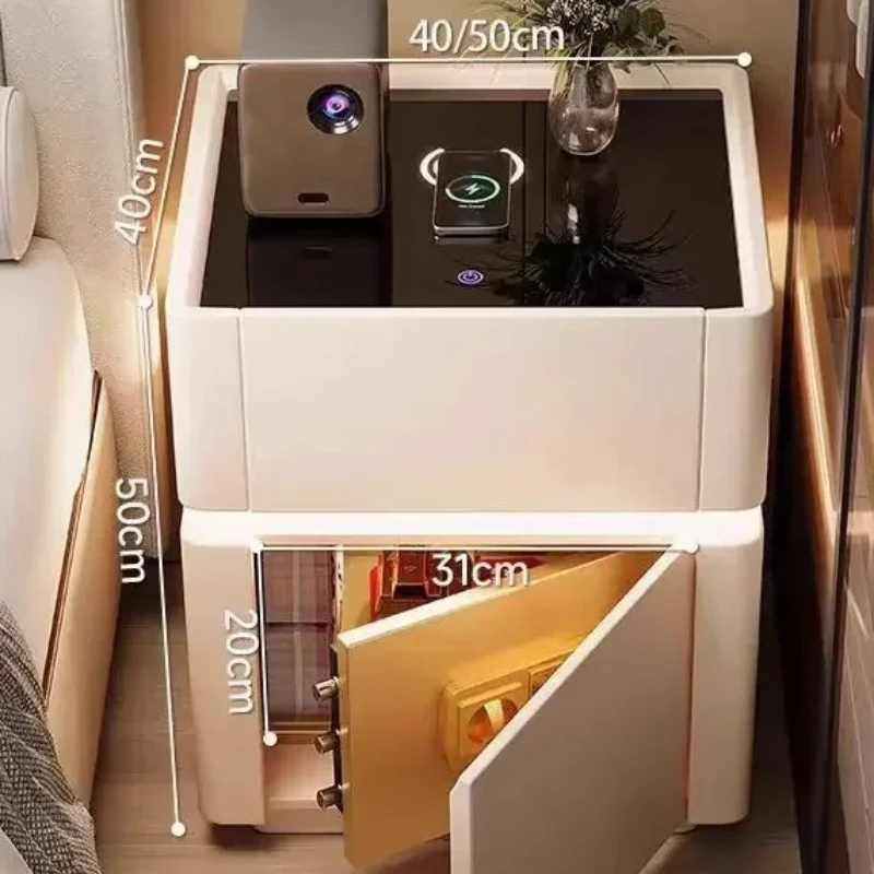 Home Security America - ベッドサイドテーブル セキュリティ 多機能ワイヤレス充電 パスワードロック ベッドサイドテーブルセーフ 家具オーガナイザー