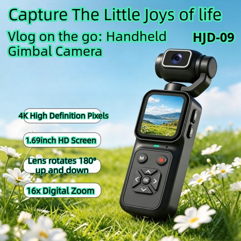 Ip Camera Outdoor 4K - HJD-09 4K ブロギングカメラ 180 ° 16倍デジタルズーム、1.69インチIPSウェブカメラ、ポータブルカムコーダー、YouTubeライブストリーミング用PCカメラ
