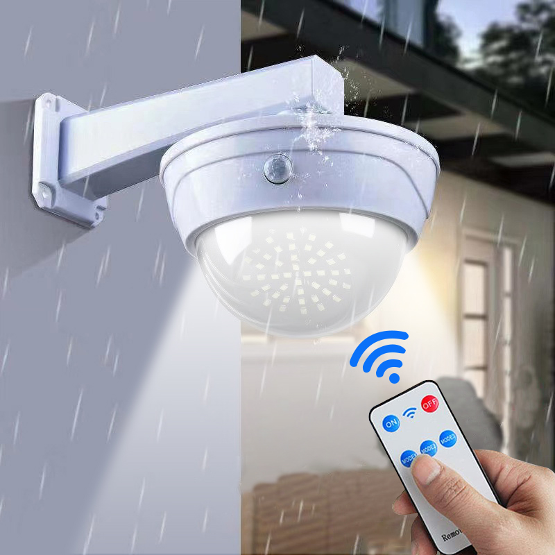 Home Security Flood Lights - アップグレード屋外ソーラーライトモーションセンサーセキュリティダミーカメラワイヤレスフラッドライト防水ランプ 3 モード家庭菜園用